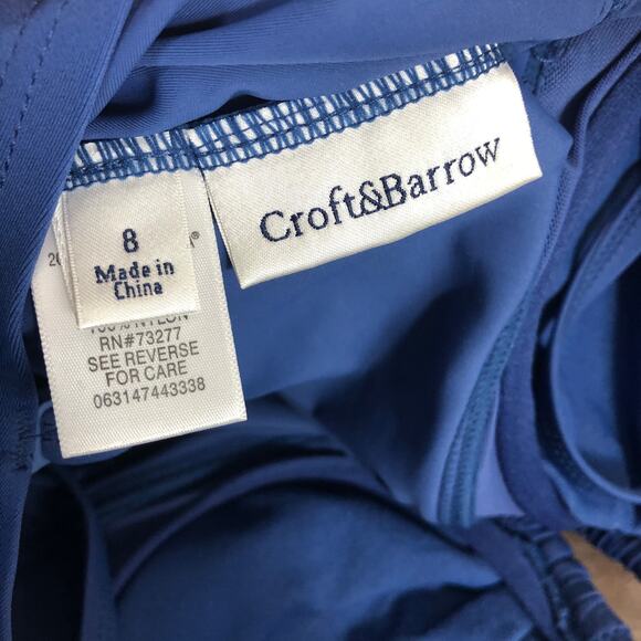 NEW Croft & Barrow Tankini Womens 8 Blue Ruffle Bandeau Swim Top - Picture 7 of 9